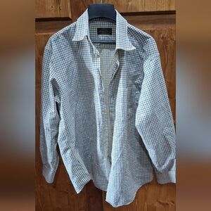 Ovis SIGNATURE COLLECTION Men's Blue Checkered Shirt Button Up Mens Large